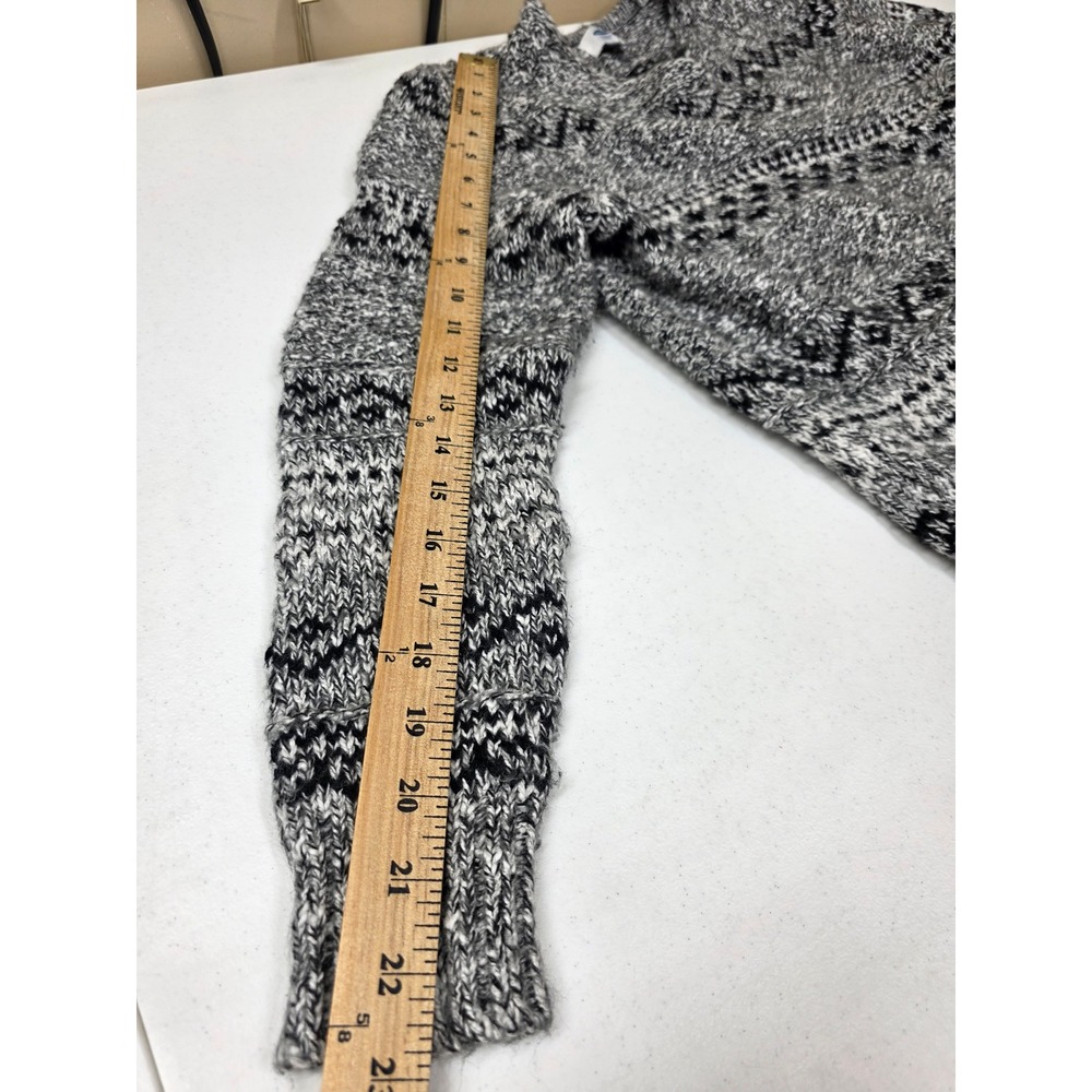 Old Navy Womens Medium Black White Geometric Fringe Open Front Cardigan Sweater - Picture 6 of 10